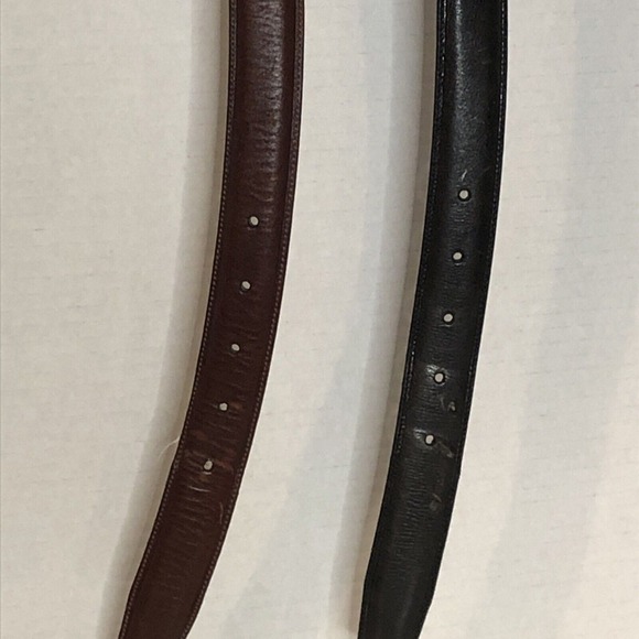 Roundtree & Yorke (2) 1 Black 1 Brown Full Grain Cowhide Dress Belt Men's 48/120 - Picture 10 of 16
